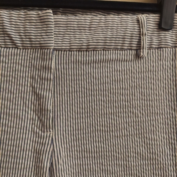 DALIA Seersucker Pinstriped Cropped Mid Rise Pants - Picture 2 of 11
